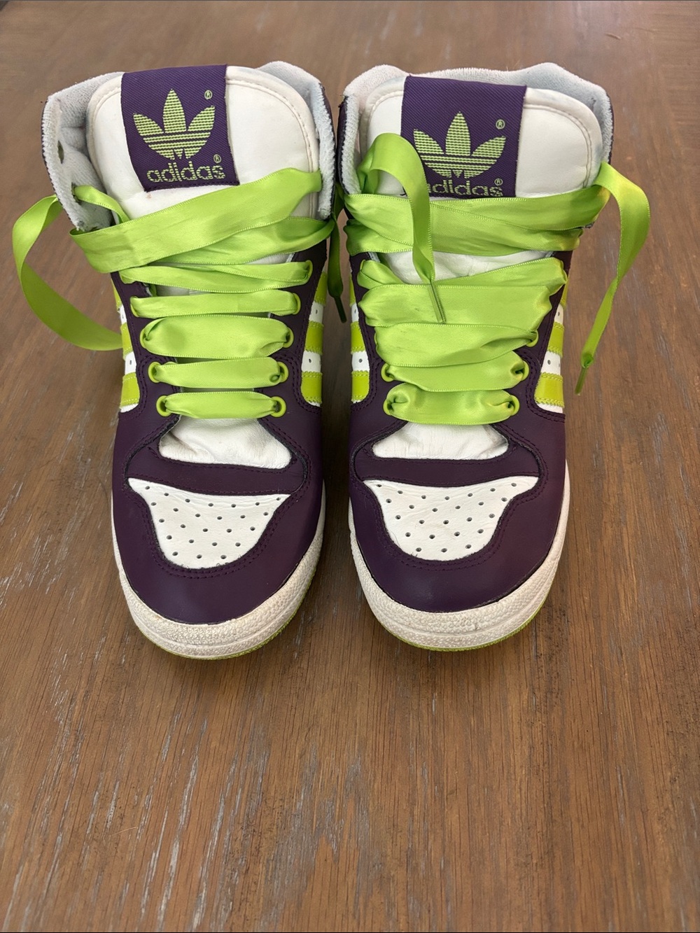 Vintage adidas Originals High Top Sneakers Women’s 8 Purple Lime Green